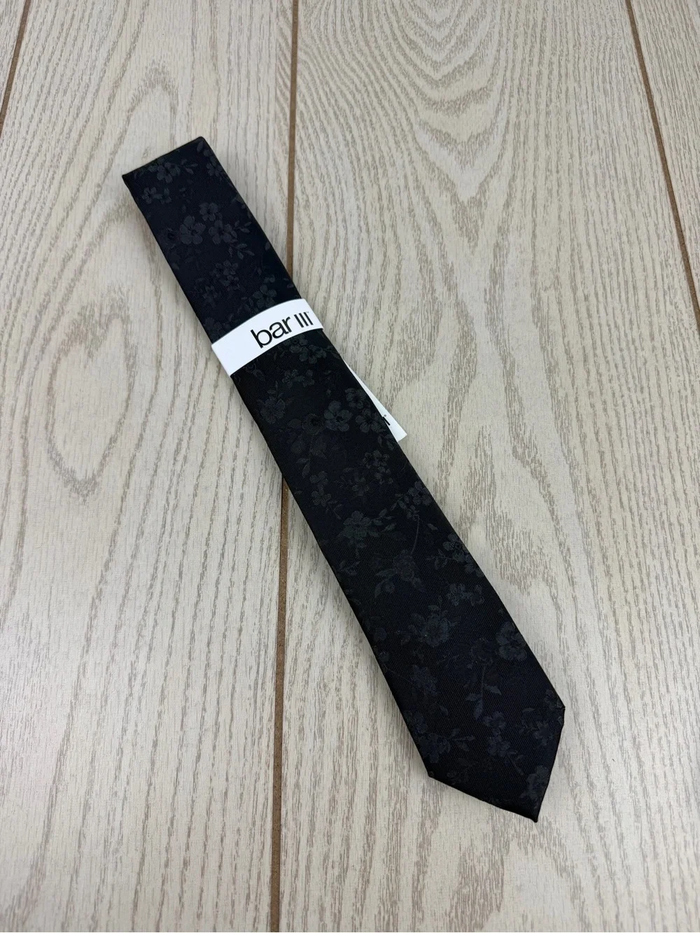 654 Bar III Men's Tie Alton Floral 001 Black $55 Polyester Skinny Slim